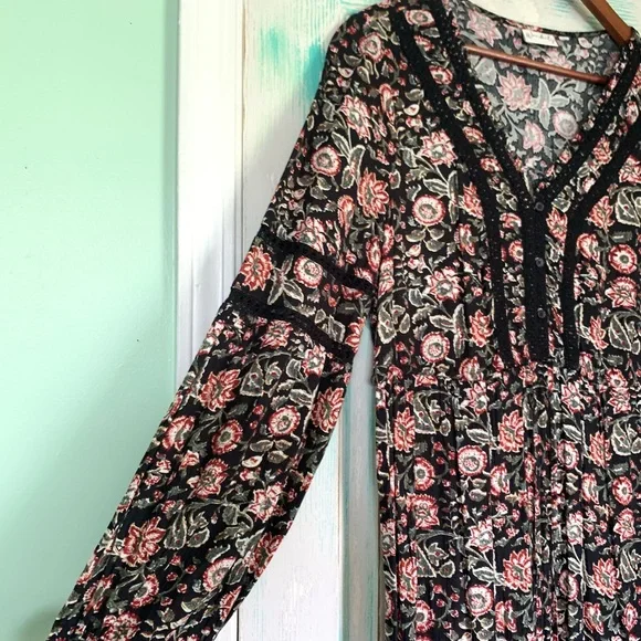 🌵Wonderly Floral Peasant Style Bohemian Maxi Dress Size Large🌵 - Picture 4 of 9